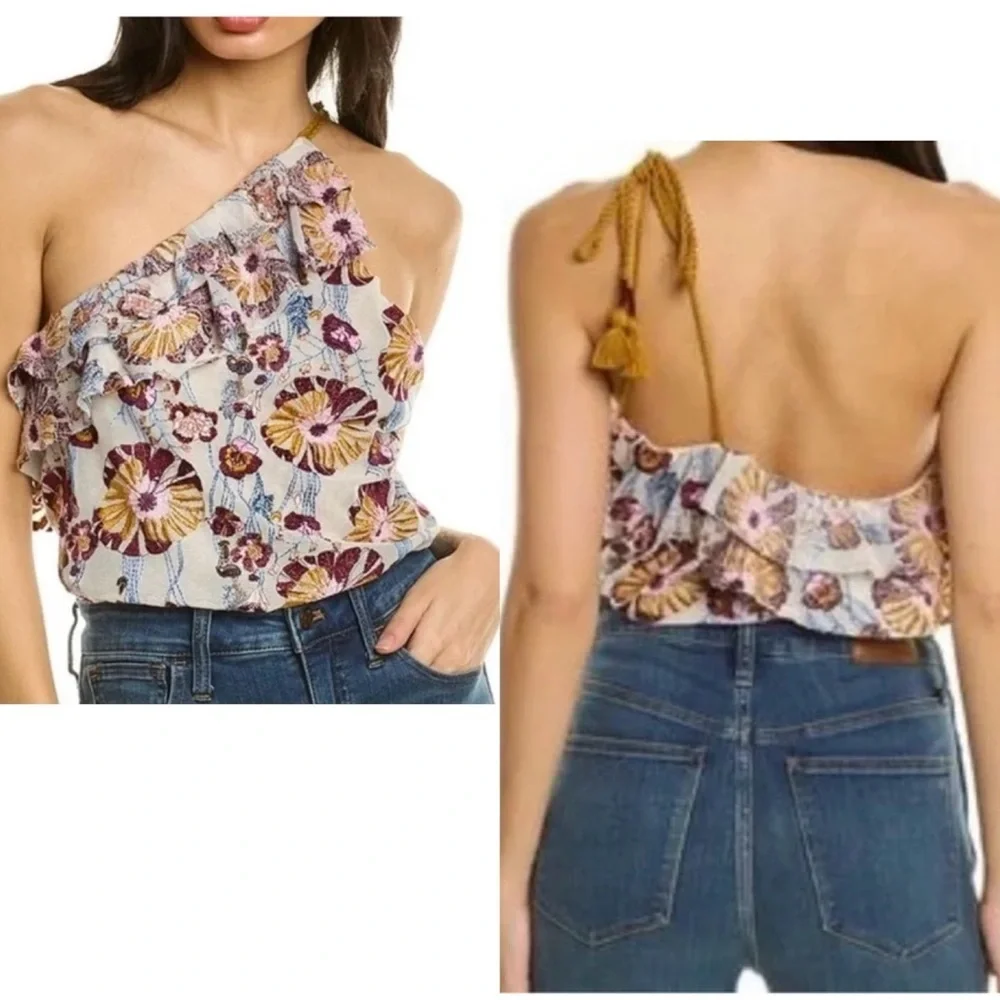 Free People Intimately Day Date one Shoulder floral embroidered bodysuit L NWT
